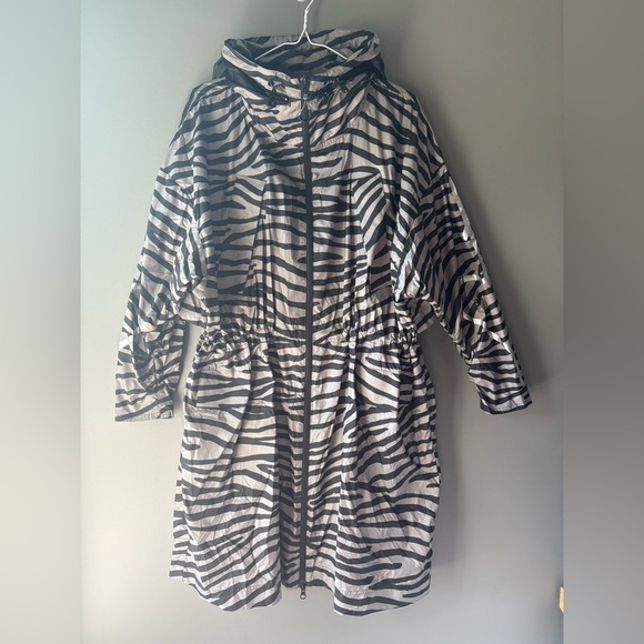 ADIDAS STELLA McCARTNEY Metallic PRINTED rain JACKET SIZE 2XS, hood - Picture 3 of 10
